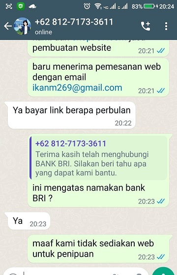 chat minta dibuatkan web penipuan